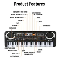Kids Electronic Piano Keyboard Portable 61 Keys Organ with Microphone Education Toys Musical Instrument Gift for Child Beginner 2