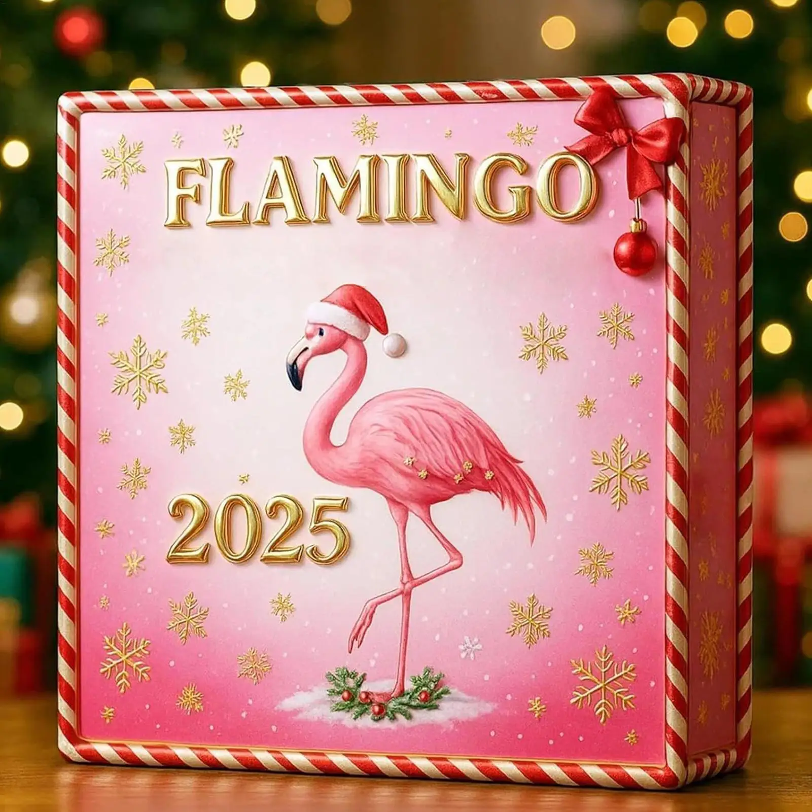 2025 Christmas Advent Calendar gift 2D Flat Acrylic Flamingo Ornaments Christmas tree decorations Holiday Countdown Calendar