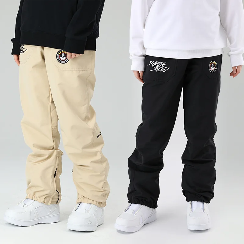 

Men and Women Ski Pants Winter Warm Windproof Waterproof Snow Pants Female Male Breathable Loose Skiing Snowboarding Pants