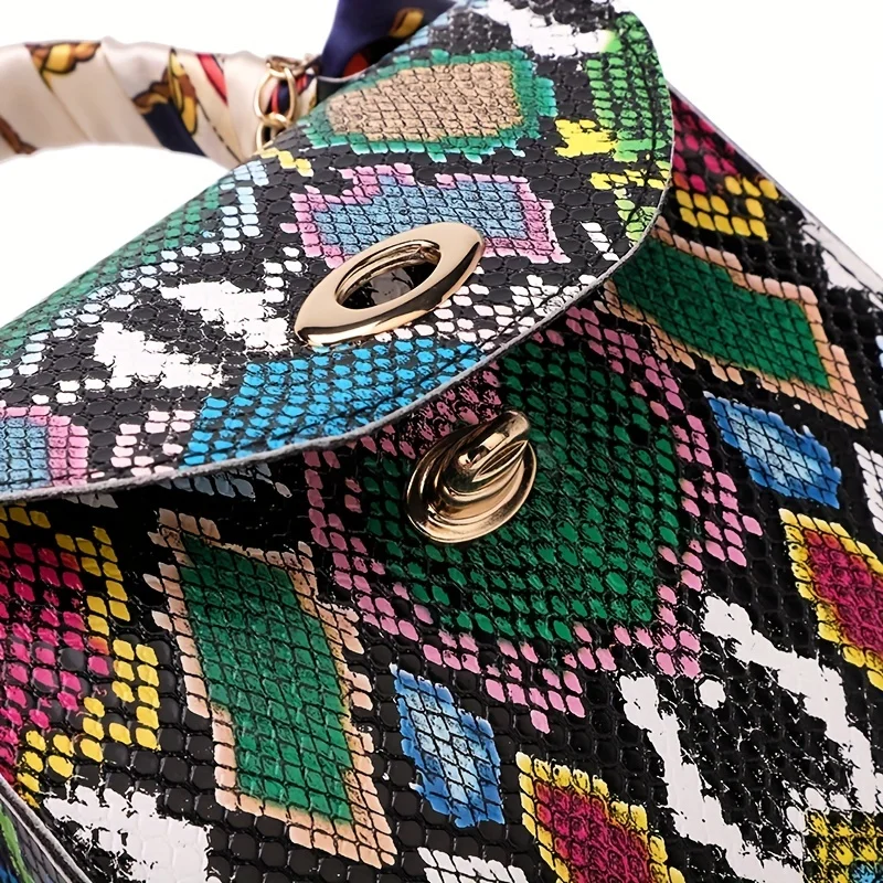 Women's Handbag Snakeskin Pattern Silk Scarf Crossbody Bag
