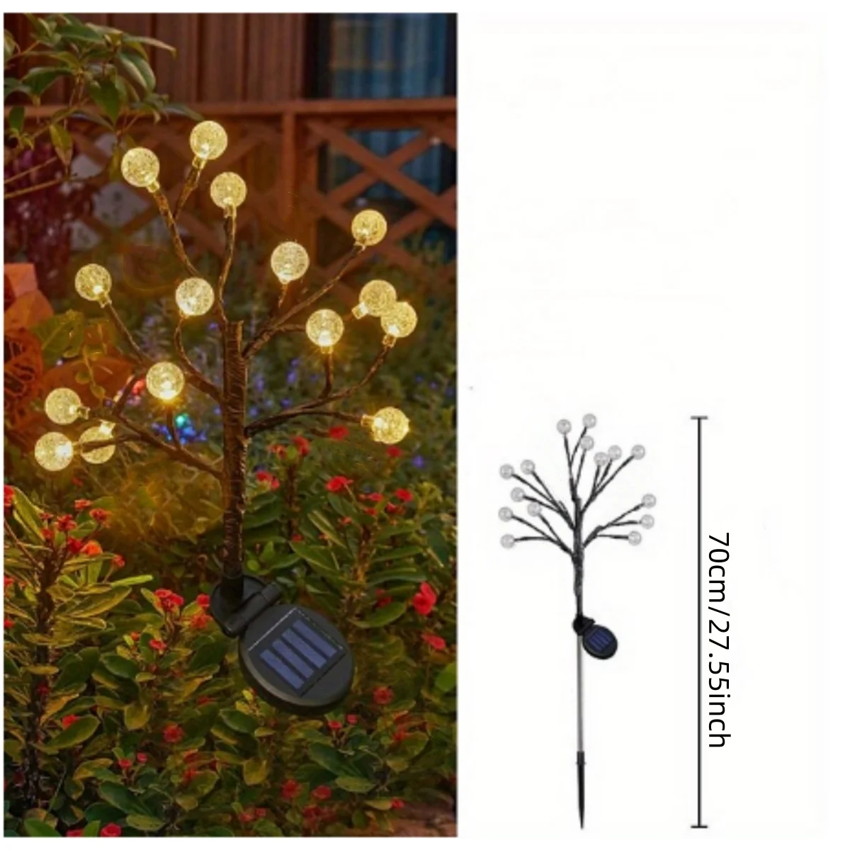 Crystal Solar Ball Tree Branch Design Solar Light Fairy Atmosphere Waterproof Ground Pathway Lights Christmas Decoration