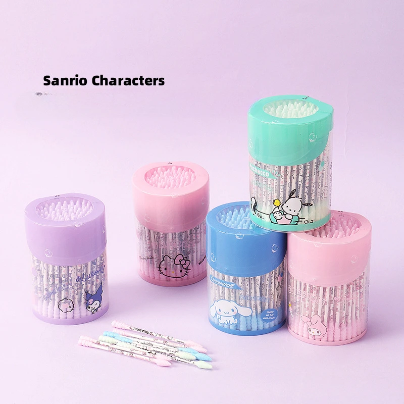 

Kawaii Sanrio Anime Cinnamoroll My Melody Disposable Cotton Swab Hello Kitty Pochacco Cute Cartoon Double-ended Cotton Swabs