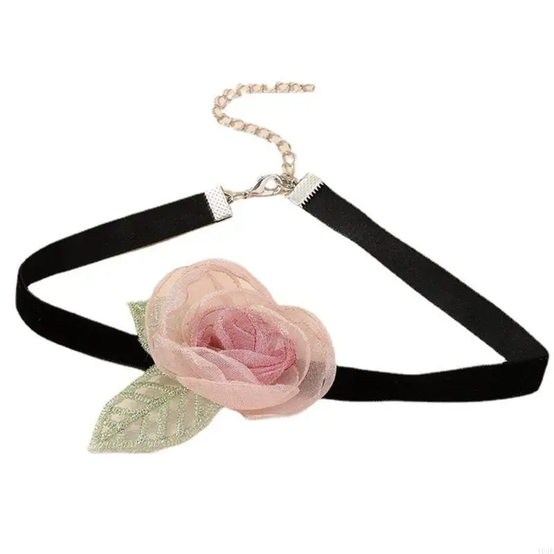 Blumenschluckkette Halskette Spitze Choker Rose Choker Goth Choker Choker Y08E – Detail 7