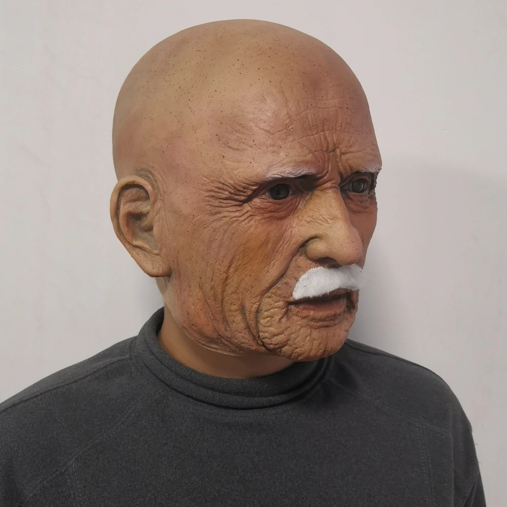 Elderly Old Man Mask Wrinkle Face Full Head Mask Grandpa Latex Devil Novelty Supplies Halloween Party Cosplay Props