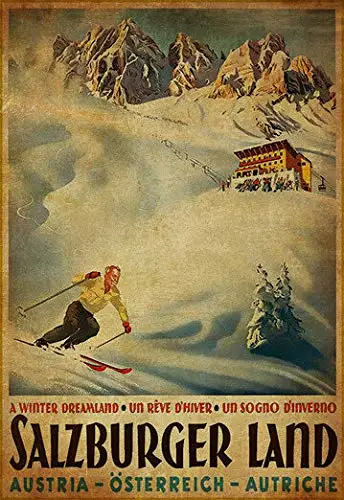 

VintageMetal Tin Sign Ski Salzburger Land Austria Skiing Snow Sport Wall Decoration Poster Home Bar Restaurant Garage Cafe Art