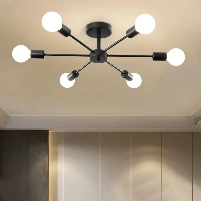 Modern chandelier restaurant black chandelier living room suspended ceiling light iron E27 home decoration