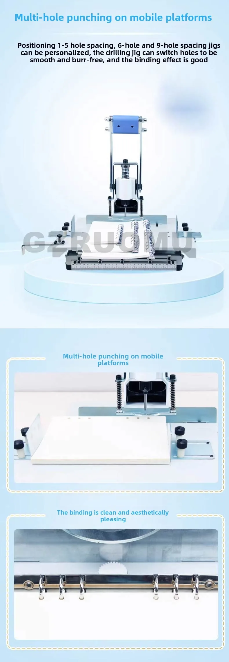 Manual Hole Punching Machine Multi-hole Punch 3-10MM Drill Optional Paper Tag Dr