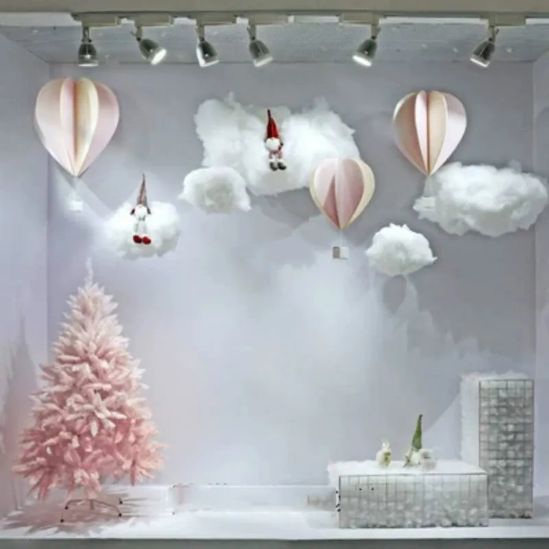 Christmas Decoration 1pc White Clouds Wedding Stage Birthday Party Children's Gift Room DIY Decorative Window Layout Home Supply