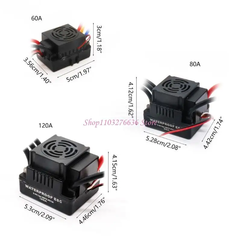 ESC Brushless 60A/80A/120A pour Voiture RC 1/8, Contrôleur de Vitesse