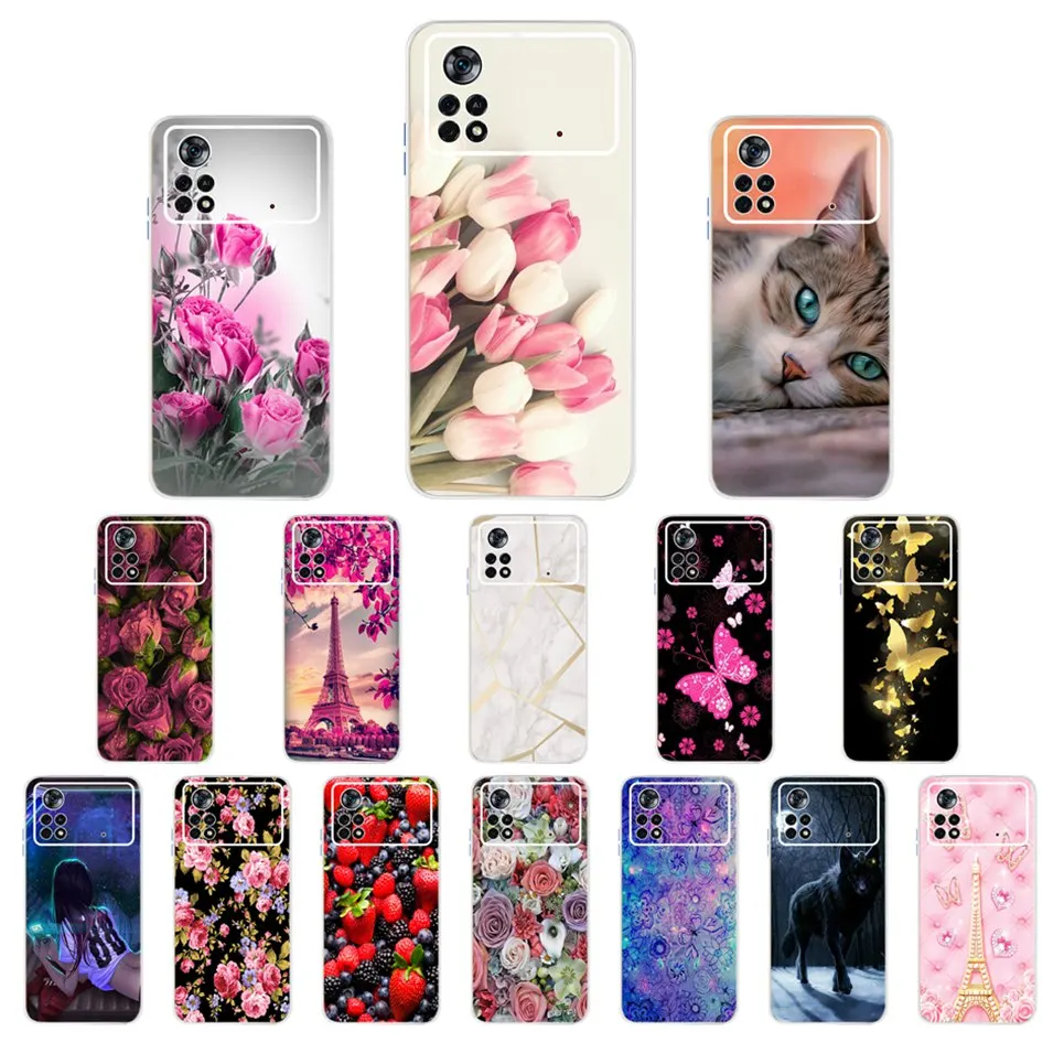 Per Xiaomi Poco X4 Pro 5G Custodia 6.67 Pollici Rose Flowers Stampa Cover Per Fundas Xiomi Pocox4 Pro Soft Clear Coque Silicone