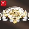 OLEVS 3619 Mens Watch Top Brand Fashion Original Quartz Watch for Man China Loong Dragon Dial Waterproof Luminous Date Reloj 3
