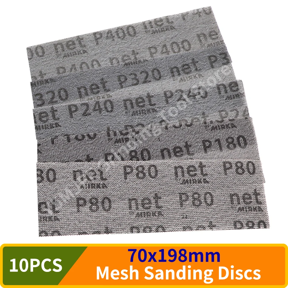 

70x198mm Mesh Abrasive Dust Free Sanding Discs Hook & Loop Anti-Blocking Net Sandpaper 80-240 Grit for Car Wood Drywall Metal