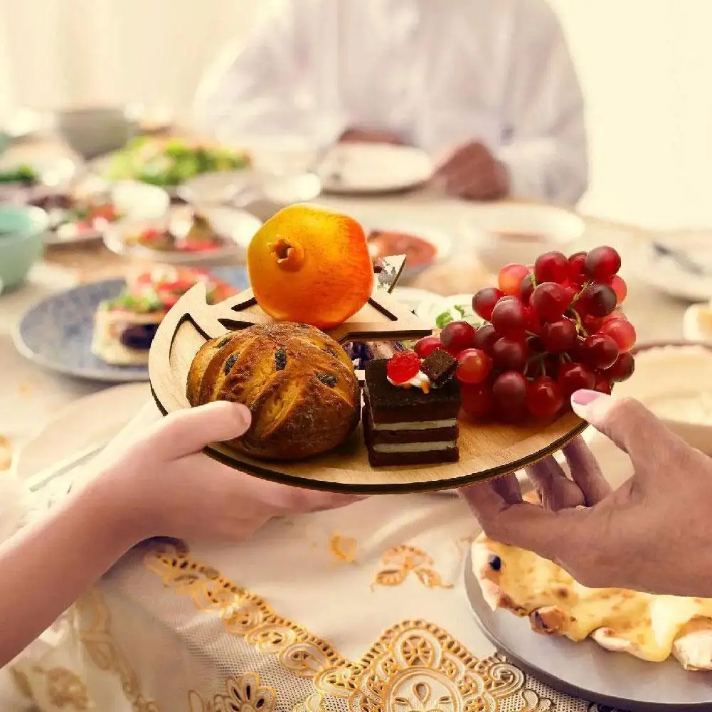 Wooden Eid Mubarak Food Tray For Home 2025 Ramadan Kareem Islamic Muslim Party Decor Eid Eid Al Adha Desk Decoration Gifts 4