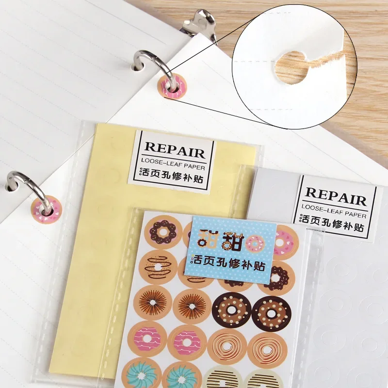 

Kawaii Donuts Stickers Hole Punch Protector Labels Self Adhesive Loose Leaf Notebook Binding Paper Hole Reinforcement