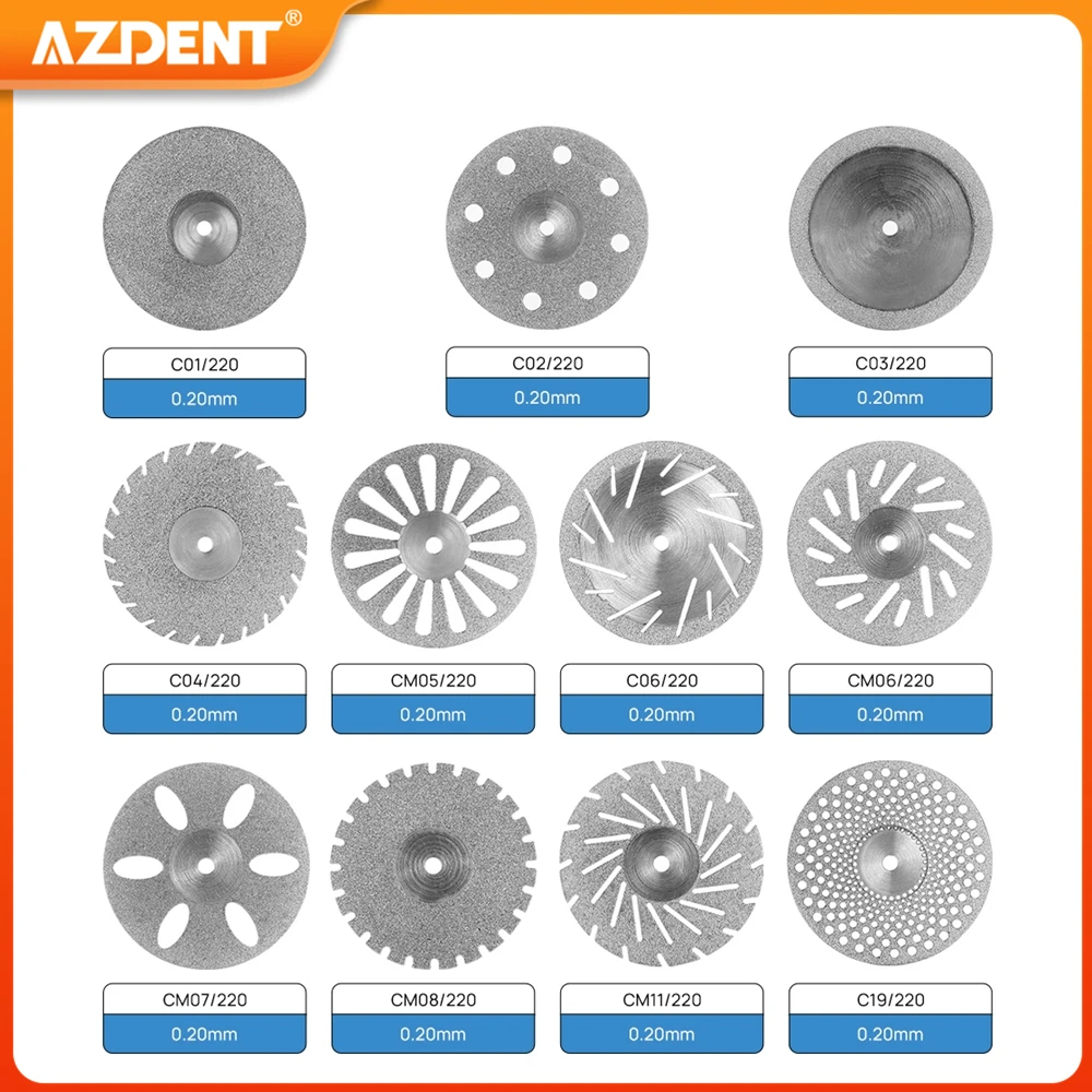 

15PCS/Pack AZDENT Dental Lab Diamond Disc 0.20mm Ultra-thin Double Side Grit Disk Cutting Tool Dia 22mm Polisher Dentistry Tool