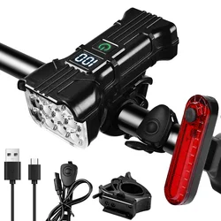 Rechargeable Bike Light with Horn and 12 LED Safety Illumination (Front and Rear Lamp)
