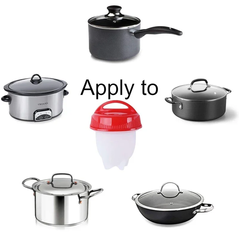 Description Picture 5 of item6pcs Egg Boiler Poachers Steamer Multi Functional Egg Slicer Cutter 6 Piece Silicone Egg Cups Boilers White Red Yolk Divider
