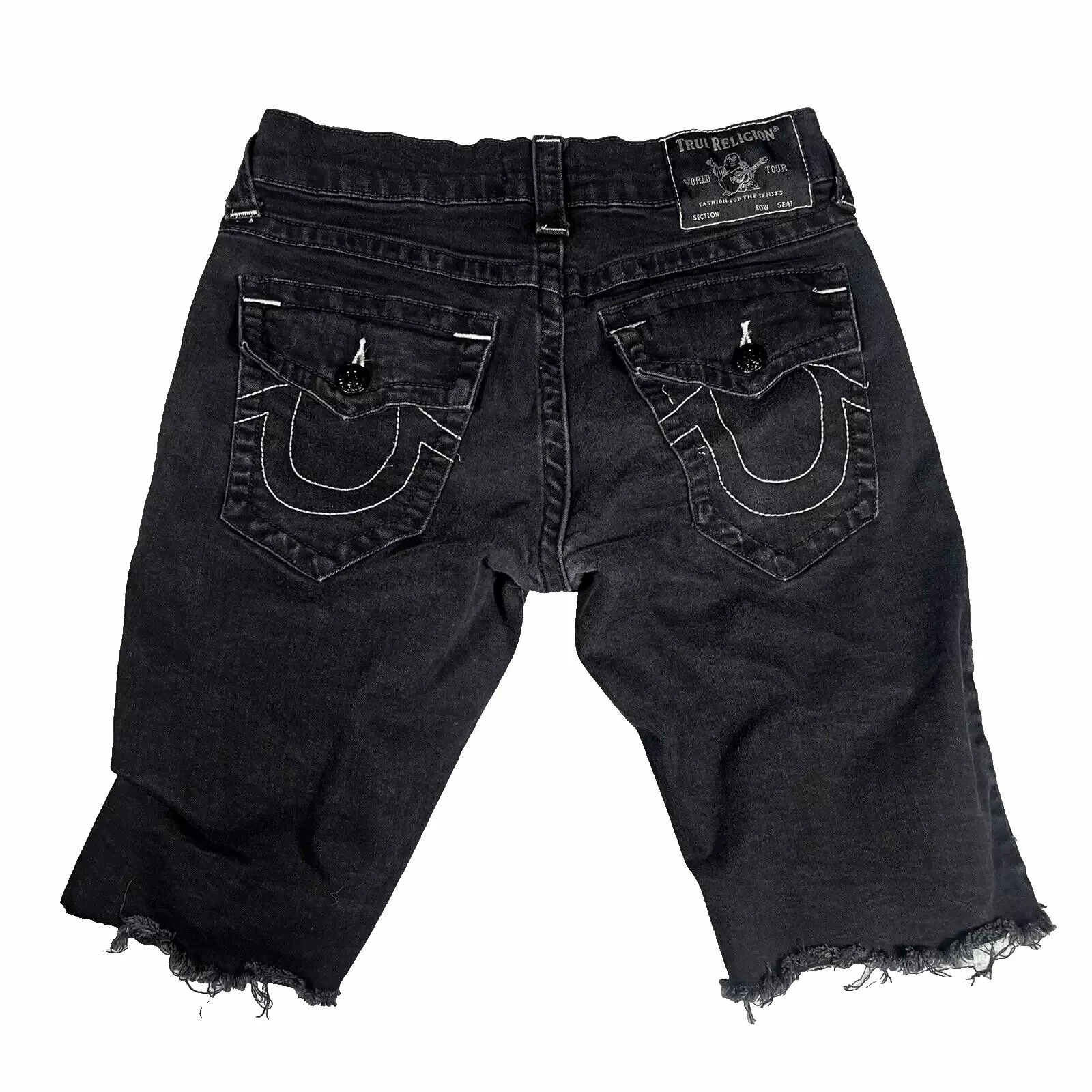 Retro Buddha Denim Shorts Mens Harajuku Hip Hop Pocket Embroidery Baggy Shorts Black Pants Low Waist Sports YK Clothes