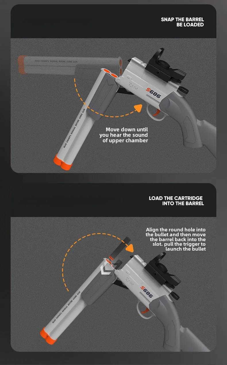 S686 Rifle Toy Gun Double Barreled Airsoft Launcher Dual Soft Bullets Outdoor Sports Game Pistola Shot Gun Weapon for Kids Gift 4