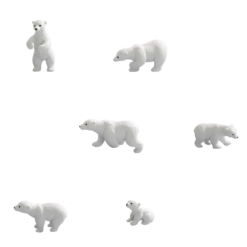 

6pcs Adorable White Bear Miniature Garden Courtyard White Bear White Bear Ornaments