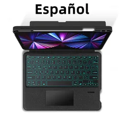 AJIUYU Backlit TouchPad Keyboard Case for Pro 12.9 3th 4 5 6th (Spanish)