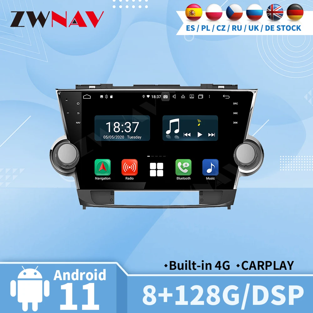 

Carplay Radio Bluetooth For Toyota Highlander 2011 2012 2013 2014 Automotive Multimedia Central 2 Din Android Auto Screen Stereo