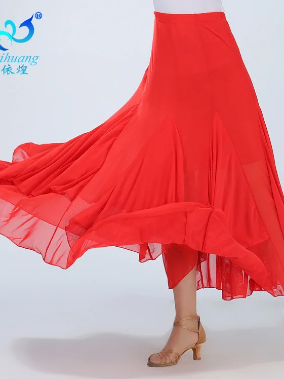 Ballroom Dancing Social Dance Half Length Skirt Square Dance Gauze Long Skirt Competition Performance Costume
