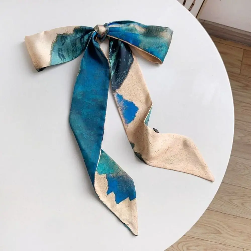 Silk Long Strip Scarf Headband for Women Chinese Style Hair Accessory