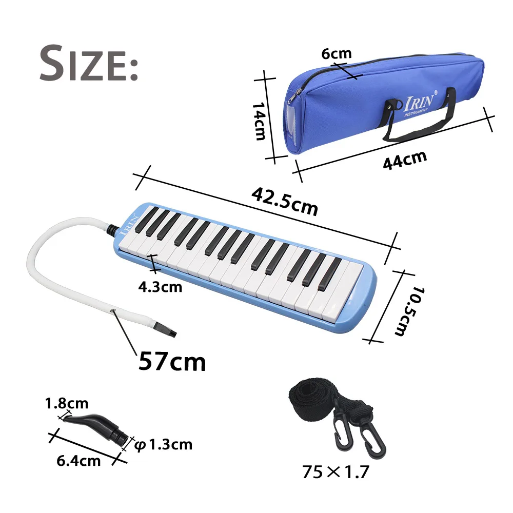 IRIN 32 Keys Piano Melodica Mouth Organ Keyboard Musical Instrument with Carrying Bag Gift for Beginner Performance Practice