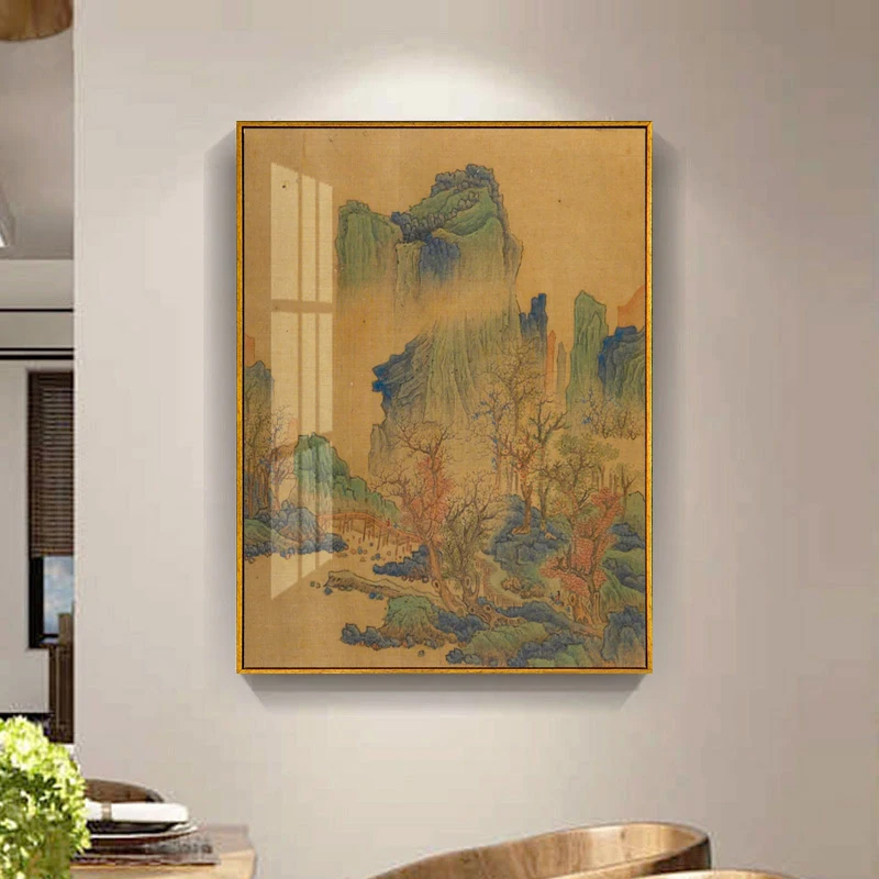 

Canvas Painting Retro Posters Traditional Chinese Landscape Mountain Wall Art Pictures Prints For Office Living Room Home Décor2