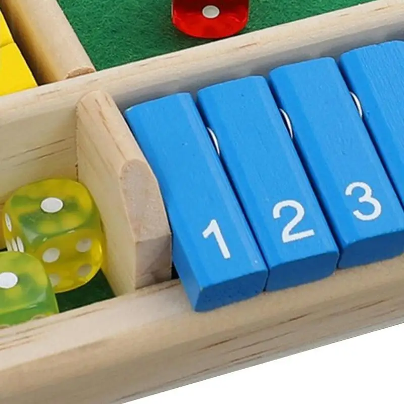 Shut The Box Board Game Wood 1-4 Players Shut The Box Dice Game Children's Parent-Child Board Game For Math Teaching 2