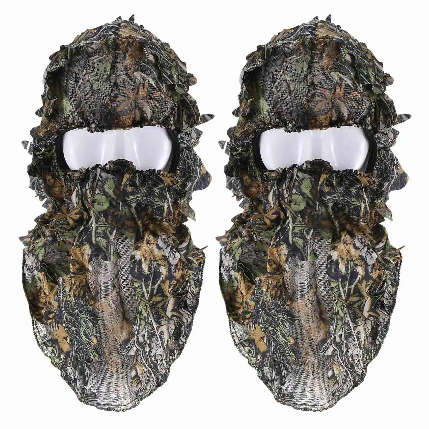 RTSHE-2X Camouflage Hunting Leafy 3D Face Mask Hood Outdoor Hunting Fishing Headgear Camo Hat