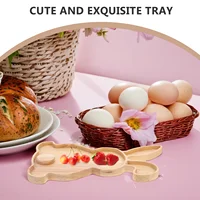 Rabbit Serving Tray Wood Fruit Jewelry Desktop Plate Wooden Baby Delicate Decor Easter Bunny 2