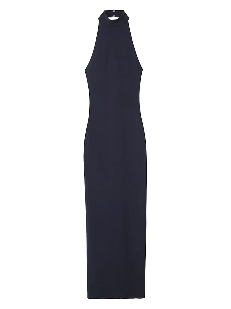 TFMLN Women Halter Neck Long Dress Chic Off Shoulder Backless Sexy  Maxi Dress Spring Summer Women Elegant Solid Party Dress