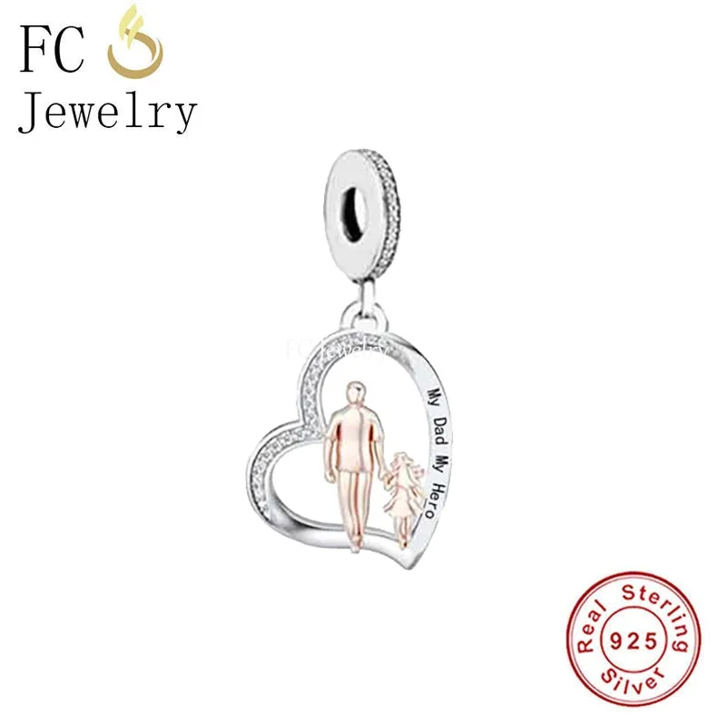 FC Jewelry Fit Original Pan Charms Bracelet 925 Sterling Silver Heart Zircon My Dad My Hero Bead For Making Women Berloque 2025 3