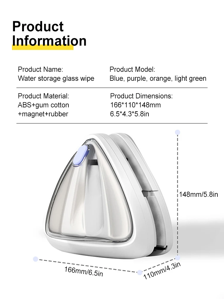 Double Sided Magnet Window Cleaner Water Filling Clean Brush ABS Material Natural Latex