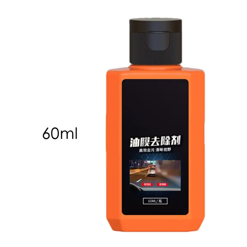 Car Oil Film Cleaner Car Glass Oil Film Removal Cleaner 60ml Restore Glass Clarity Quickly And Easily With Sponge For