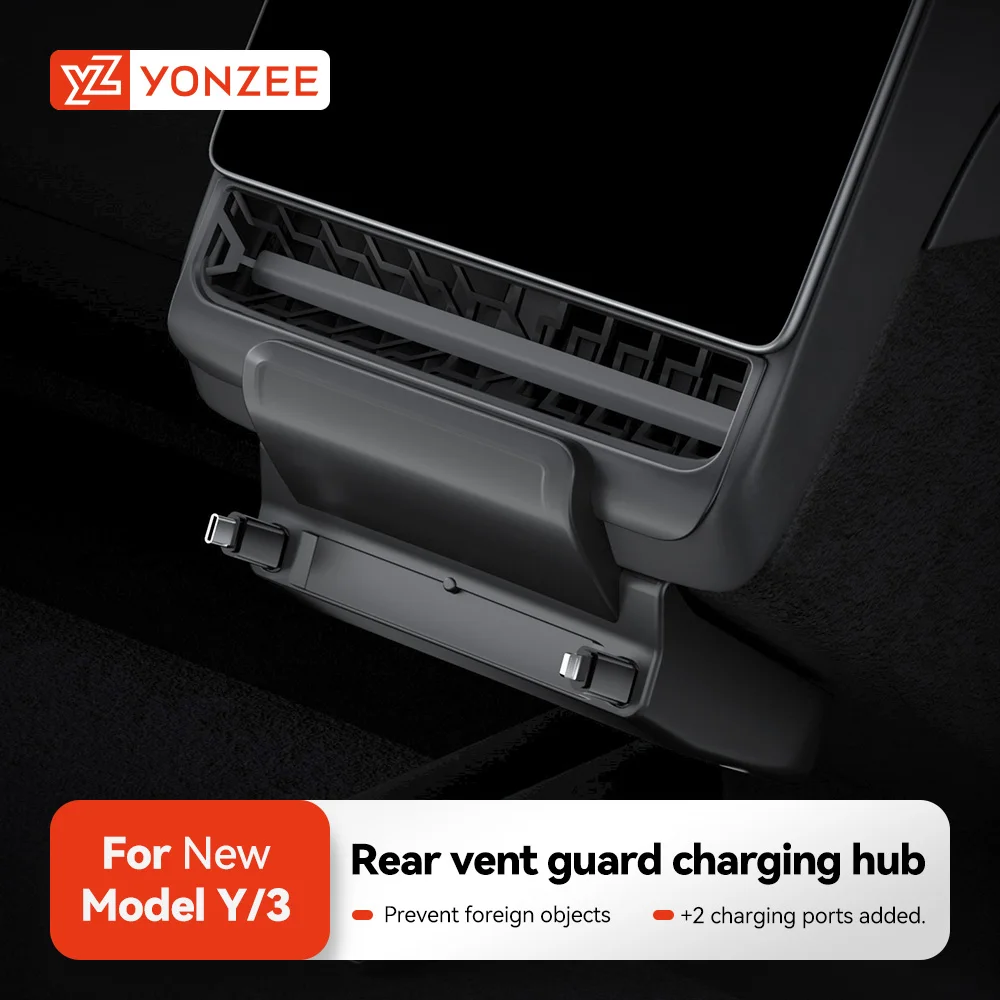 YZ für Tesla Model Y Juniper Model 3 Highland Rear Air Vent 27 W Schnellladegerät USB Shunt HUB Power Splitter Apple Typ-C Ladegerät