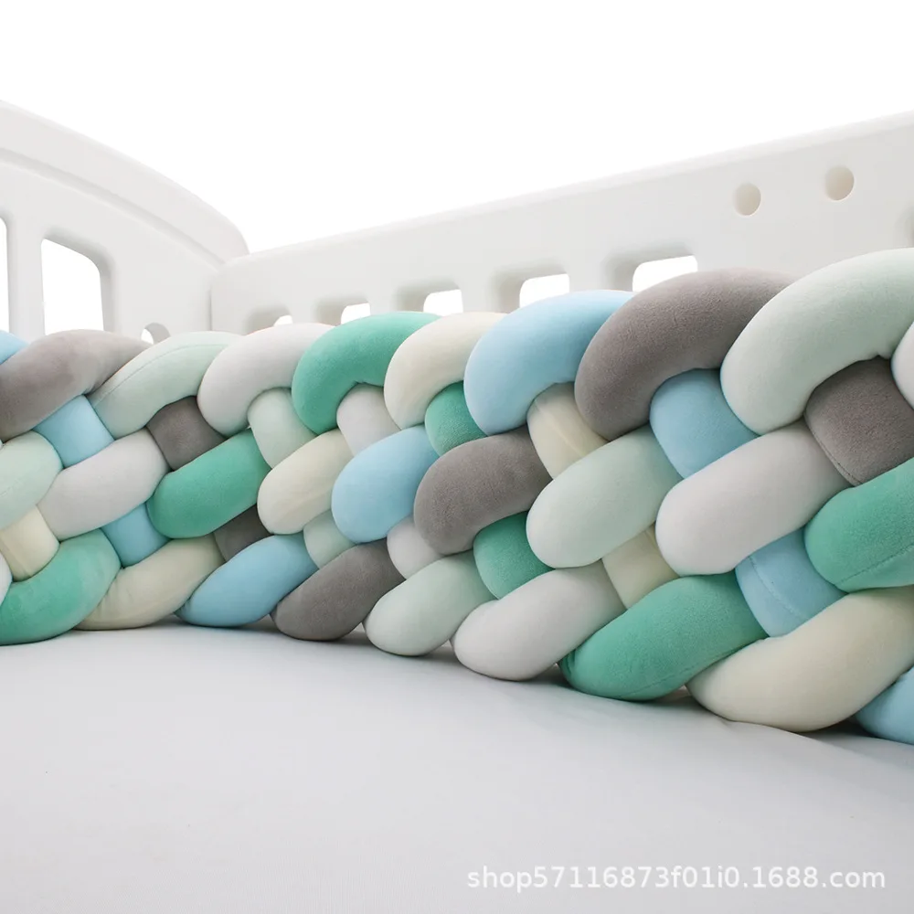 2M/3M/4M 6 Knotted Baby Bumper Bed Braid Knot Pillow Cushion Bumper for Infant Bebe Crib Protector Cot Bumper Room Decor