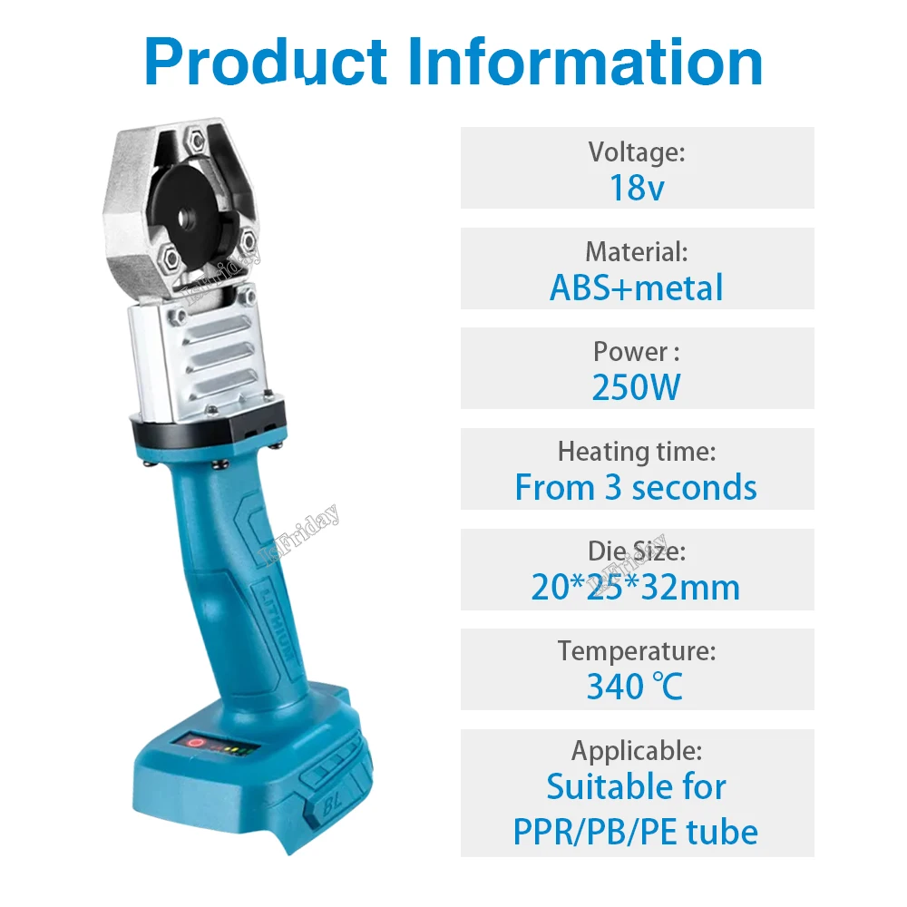 340&deg; Cordless PE/PPR Water Pipe Machine Melter Plastic Welding Machine Melting Soldering Device Rechargeable Hot Melt