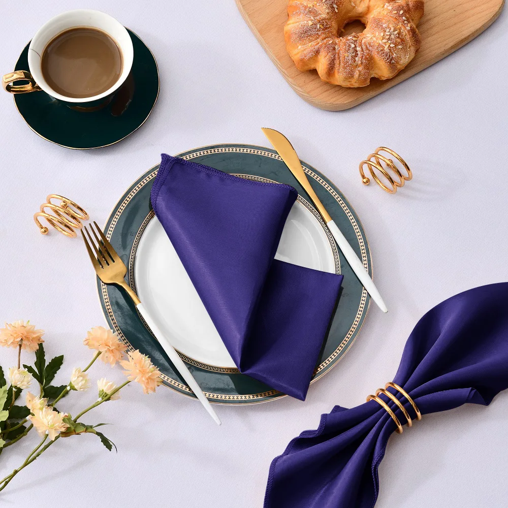 100Pc 43x43cm Wedding Napkins Cocktail Hemstitched Fabric Gold Napkin Table Dinner Napkins for Banquet Party Kitchen Table Decor
