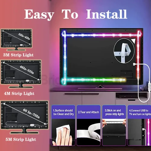 TV 백라이트 블루투스 USB RGB LED 테이프 조명, SMD 5050, 유연한 USB DC 5V 리본 다이오드, RGB LED 스트립 장식 램프, 1M, 2M, 3M, 4M, 5M 6