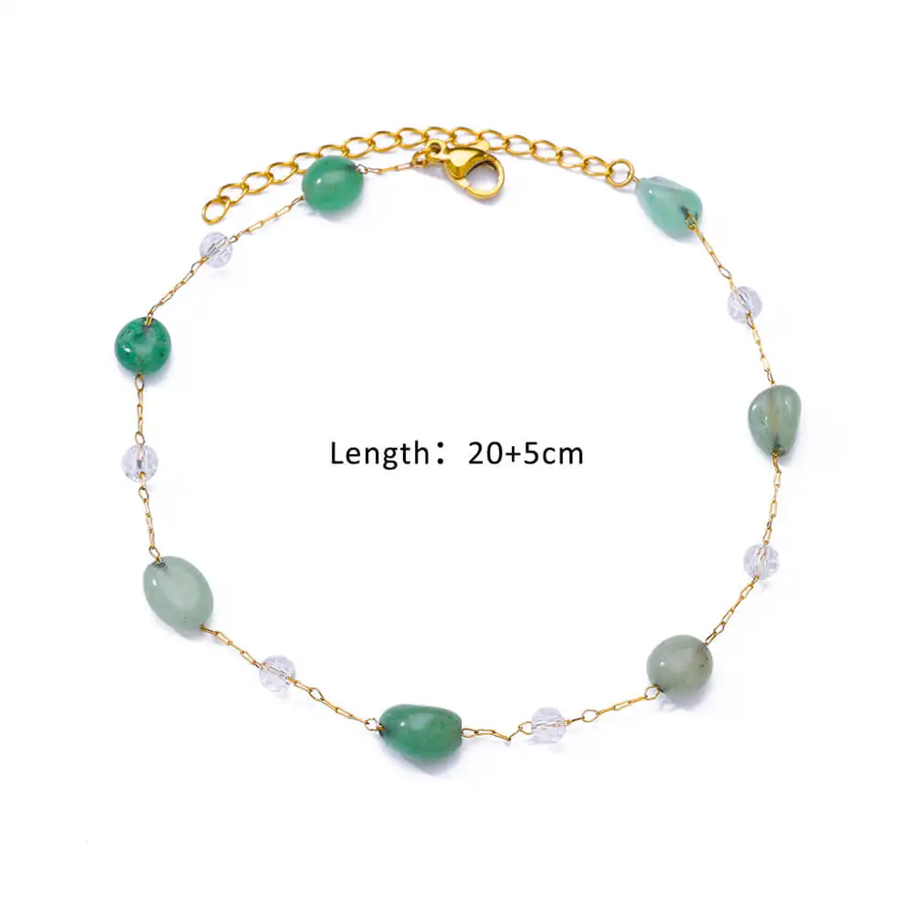 Natural Stone Stainless Steel Anklets For Women Gilrs Double Layed Anklet Bracelet Femme Summer Jewelry Gift ankle chains silver anklet bracelet beads anklet