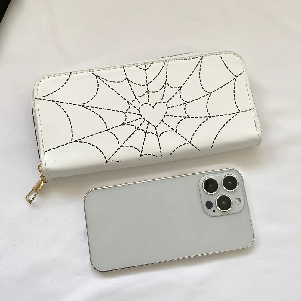 Halloween Spider Web Wallet Coin Purse Women Novelty Credit Card Holder Gothic Money Bag Teenager Casual Long Wallets Party Gift 5