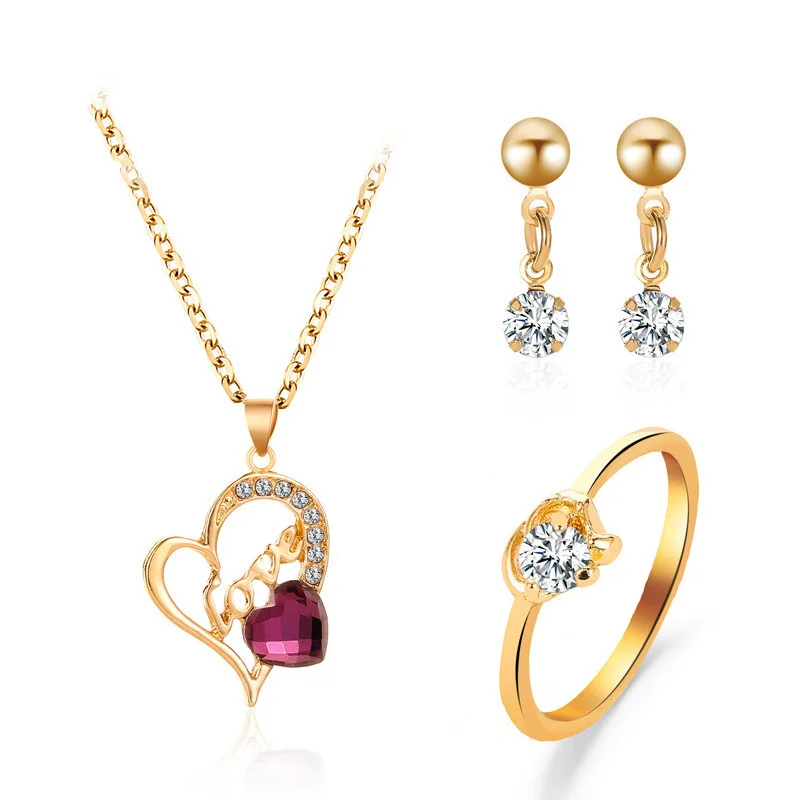 2021 Luxury Simple Big Small Hollow Double Heart-shaped Necklace Exquisite Crystal Zircon Pendant Chain Women's Wedding Jewelry 