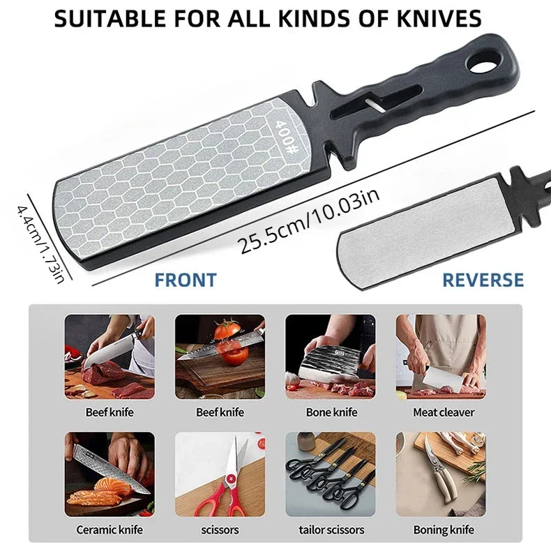 Description Picture 3 of item5 in1 Knife Sharpener Diamond Bars 400/1000 Multi-Tool Kitchen Knives Tungsten Steel Ceramic Grinding Double-Sided Whetstone