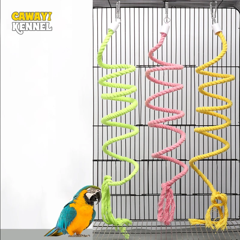 Pet Chew Toys Pet Toys Pet Bird Toy Pet Teeth Grinding Toy Pet Exercise Toy 1 PC Random Color Parrot Bird Toy Rope Hanging Budgie Chew Toy Bird Cage Cockatiel Swing Bite Stand Training Supplies D9096