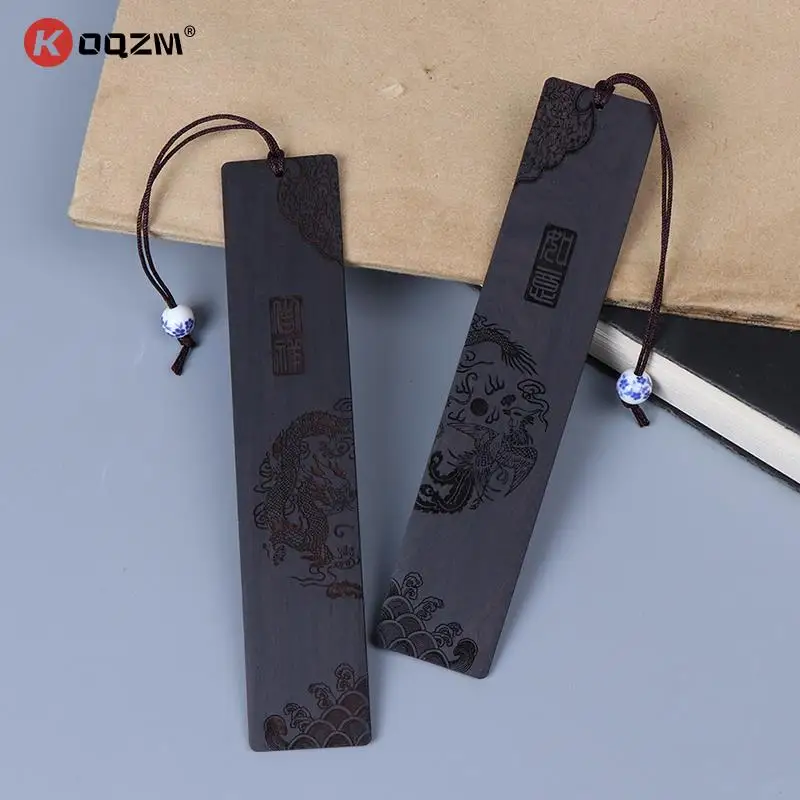 

Chinese Style Retro Bookmarks Ebony Sandalwood Wood Quality, Exquisitely Carved High-Quality Stationery Bookmarks