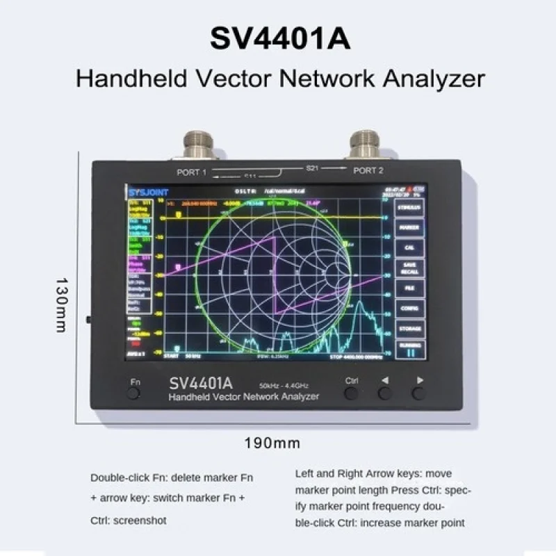 SV4401A 50KHz-4.4GHz VNA 벡터 네트워크 분석기 100DB 동적 7인치 터치 LCD