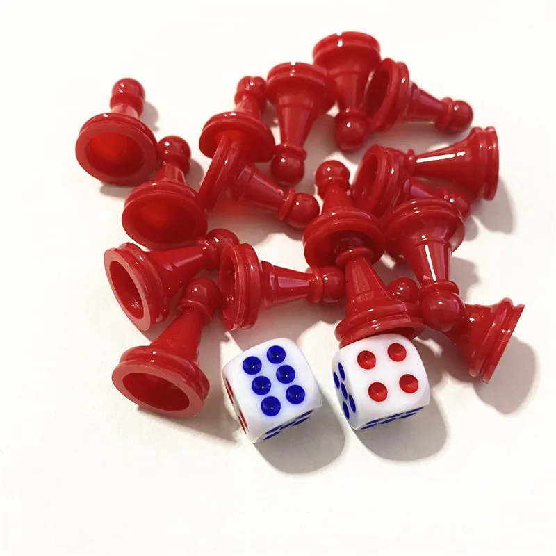 Chessman Dice Plastic Pawns Checkers Games Tabletop Markers Components 16 Pieces 2.5*1.6cm +2 Pieces board game table games chess pieces